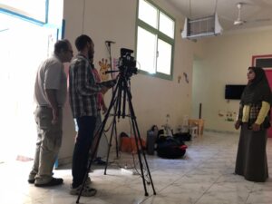 Shooting an interview for a documentary